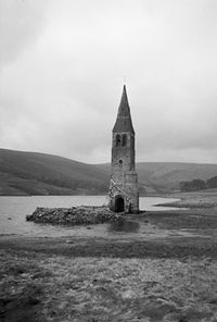 Derwent Church tower, uncovered during 1940s drought