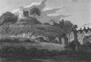 Castle Hill, Dudley, Staffordshire. Copperplate engraving from 1812.